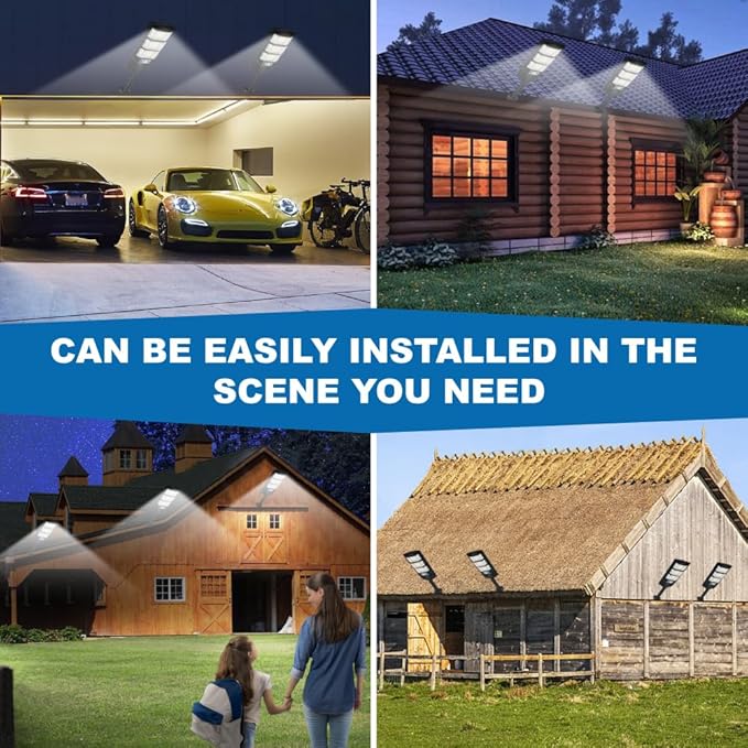 Solar Lights Outdoor Waterproof 6 Pack, Solar Flood Street Lights Dusk to Dawn Motion Sensor 6500K LED Security Outdoor Lights with Remote Control for Patio Barn Yard Garage Garden