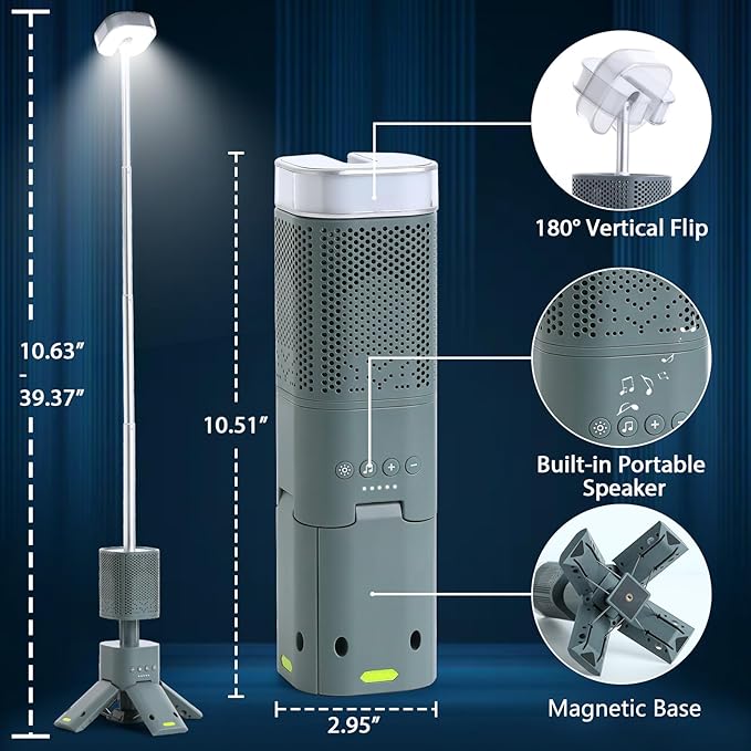 Yoobao Camping Lantern Rechargeable, 14000mAh Battery Operated, Outdoor Telescopic Camping Tent Lights, 5 Light Modes, Magnetic Base, LED Flashlight Camping Essentials for Camping, Hiking, Emergency