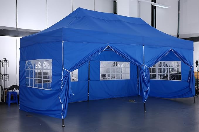 COBIZI 10x20 Pop up Canopy Tent 10x20 Canopy with 6 Sidewalls Waterproof Heavy Duty Gazebo Commercial Canopy Tent for Parties Outdoor Tent Gazebo Tent, Carry Bag with Wheel(10x20ft, Khaki)