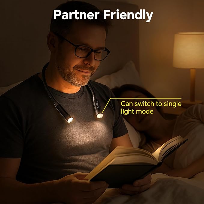 Rechargeable Neck Light for Hands-Free Lighting-Perfect Light for Mechanics, Camping, Hunting, DIY Projects, Reading,Barbecuing