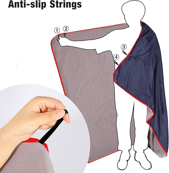 REDCAMP Large Waterproof Stadium Blanket for Cold Weather, Soft Warm Fleece Camping Blanket Windproof for Outdoor Sports, 71"x59" Dark Blue/Grey