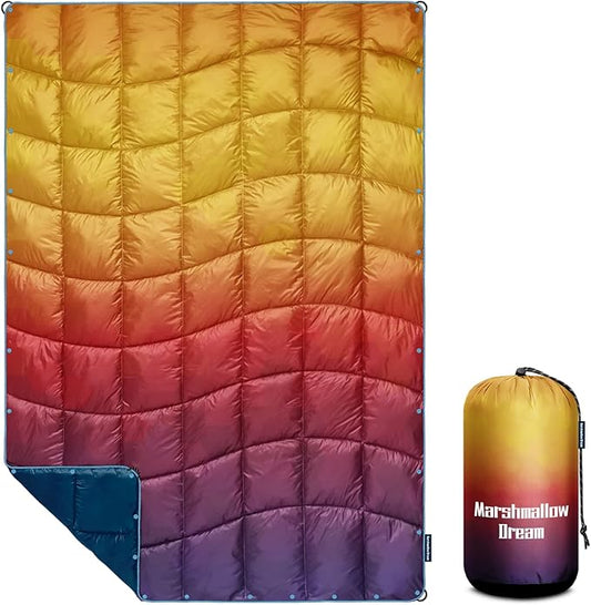 Camping Blanket, Packable Puffy Blanket Down Alternative Blanket Lightweight Windproof Water Resistant for Outdoors,Hiking, Backpacking,Beach,Car,Picnic,Stadium 52x75in