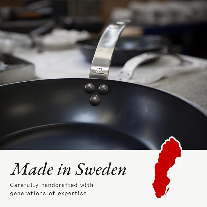 Made In Cookware - Seasoned 8" Blue Carbon Steel Frying Pan - (Like Cast Iron, but Better) - Professional Cookware - Crafted in Sweden - Induction Compatible