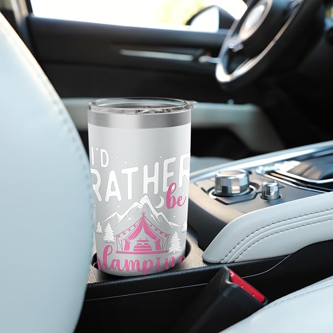 I'd Rather Be Glamping - Glamper Glamorous Camping Camper Stainless Steel Insulated Tumbler