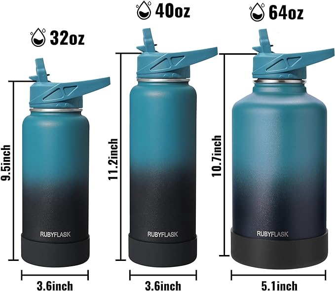 64oz Insulated Water Bottle with Straw, Half Gallon Stainless Steel Vacuum Water Jug, Large Thermal Water Bottle Flask with Leakproof 3 Lids for Travel, Camping, Gym Sports Cream