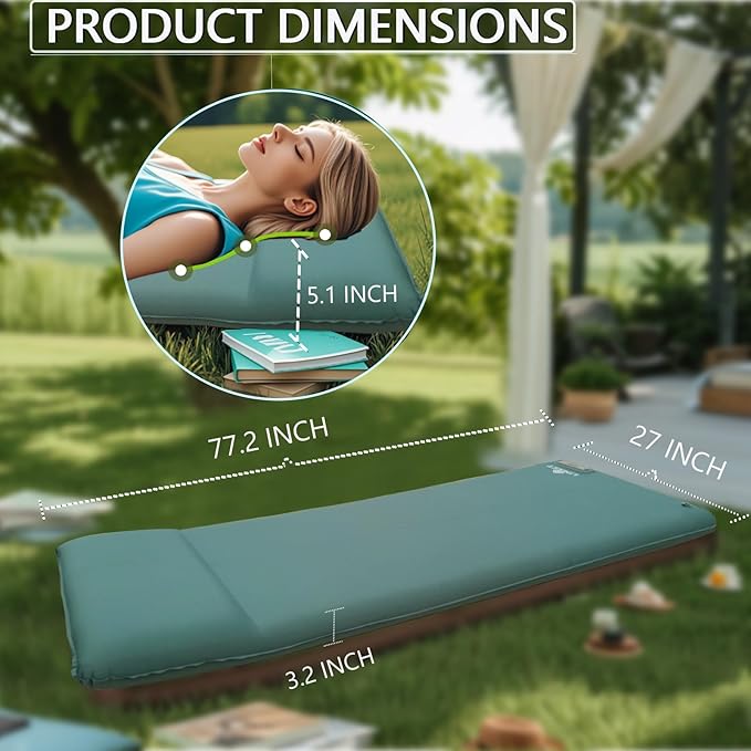 LINKET Sleeping Pad for Camping, Self Inflating Sleeping Pad with Electric Pump, Camping Mattress Compact for Backpacking Hiking Traveling Tent - Ultralight Self Inflating Air Mattress