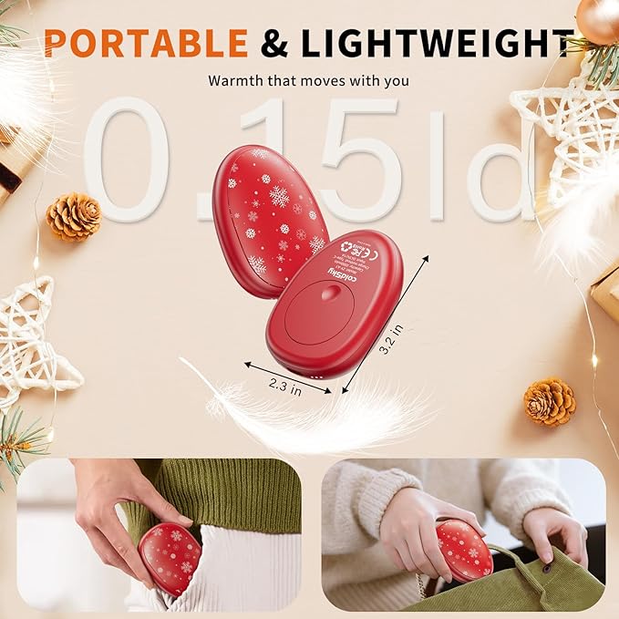 coldSky Rechargeable Hand Warmers 2 Pack, Magnetic 2-in-1 Reusable Electric Hand Warmer, 3 Heat Settings Portable Pocket Hand Heater Gifts for Women Men Christmas, Skiing, Camping, Hunting