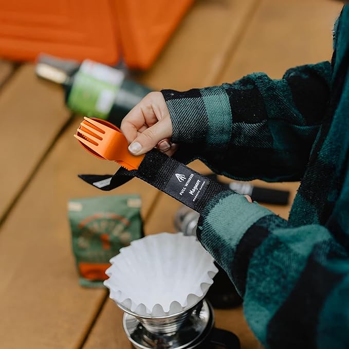 FULL WINDSOR - MAGWARE Magnetic Camping Cutlery Set - Travel Utensils for Camping, Cooking, and Outdoor Dining - Knife, Fork & Spoon - Portable Silverware with Pouch - Orange (3 PCS)