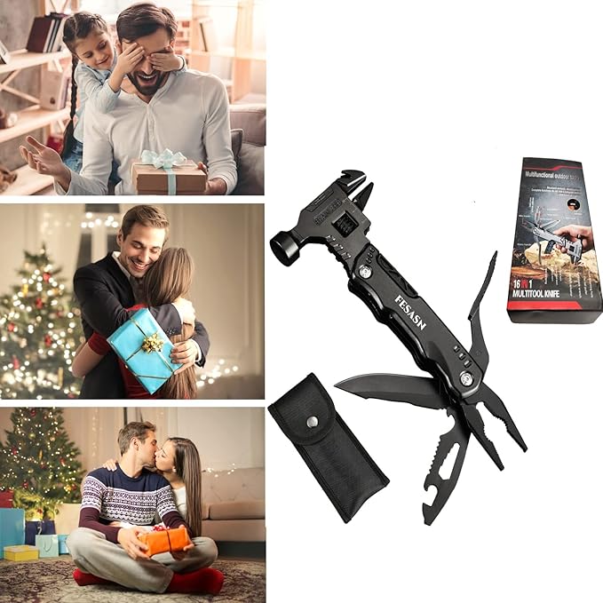 Adjustable Wrench Multitool Hammer, 16 in 1 Pocket Multi Tool Pliers, All-in-One Survival Camping Multi Tool Apply to Home DIY, Survival, Camping and Everyday Use