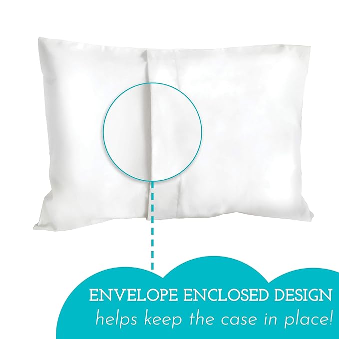 Little Sleepy Head Youth Pillow with Pillowcase 16x22, Soft Jumbo Toddler Pillow & Hypoallergenic Pillowcase - Best Kids Pillows for Sleeping, Perfect Kids Travel Pillow (White)