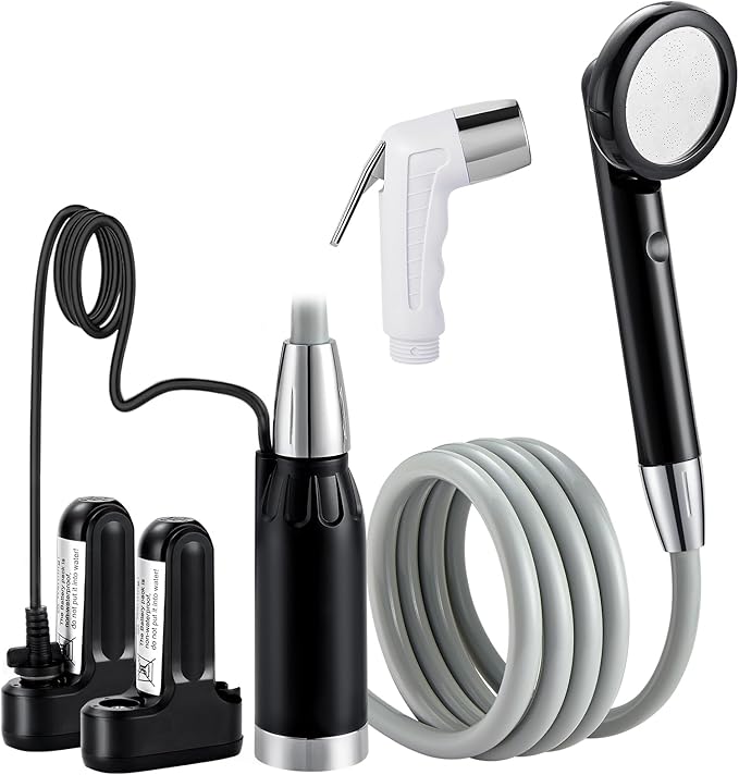 KEDSUM Portable Camp Shower, Camp Shower Head with Two Rechargeable Batteries, Portable Outdoor Shower for Camping, Hiking, Traveling JP-2040