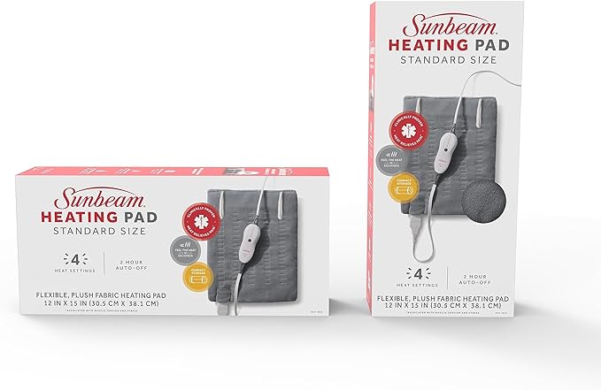 Sunbeam Premium Sunbeam Heating Pad with Compact Storage, Standard Size, Gray