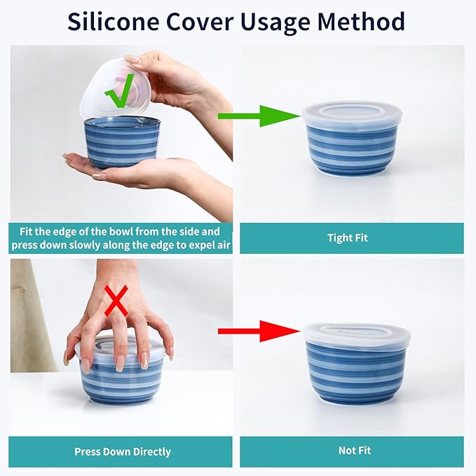 Selamica Ramekins with Lids, 6 oz Ramekins Oven Safe for Creme Brulee, Souffle, Porcelain Custard Cups for Baking, Stackable Ramekin Bowls for Pudding, Dipping, Set of 6, Gradient Blue