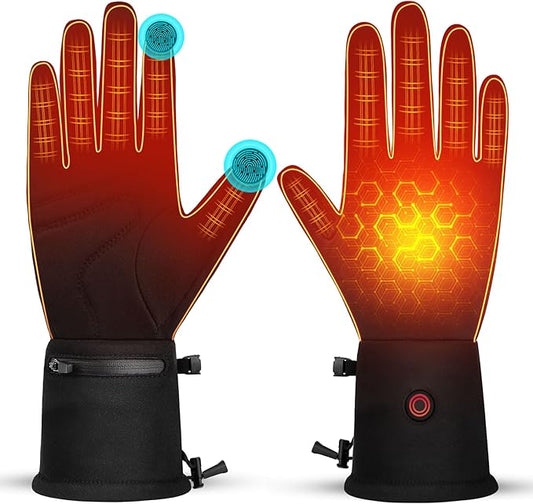 Heated Gloves for Men Women Rechargeable Electric Gloves 7.4V 3200mAh Battery Powered, Waterproof Windproof Thermal Gloves Ideal for Snow Sports, Camping & Skiing Raynaud's Arthritis