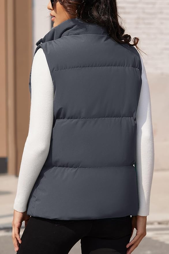 MAGCOMSEN Women's Puffer Down Vest Oversized Zip Up Outerwear Lightweight Winter Padded Gilet Jacket with Pockets