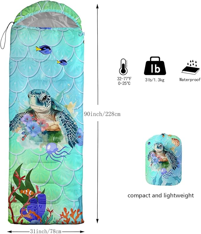 Kids Sleeping Bag for Boys Girls,Checkerboard Cat Print-Lightweight Warm Portable Outdoor Indoor-Waterproof Cold Weather Resistant Sleeping Bag for Camping Hiking