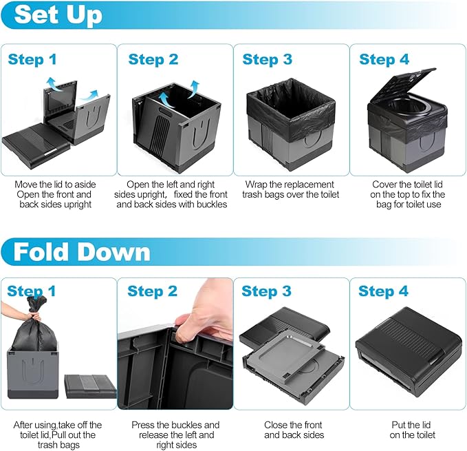Portable Toilet Camping Toilets for Car Indoor Outdoor Commode Foldable Travel Potty for Camping,Tent,Hiking,Boating,Long Road Trips,Traffic jam,Home
