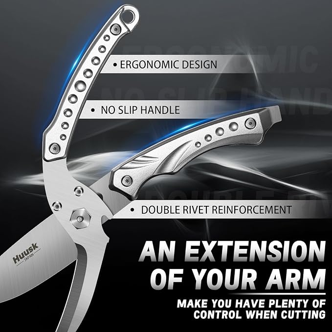 Huusk Kitchen Scissors All Purpose Poultry Shears Heavy Duty Ultral Sharp Detachable Kitchen Shears for Chicken Bone Turkey Silvery Stainless Steel Cooking Shear Thanksgiving