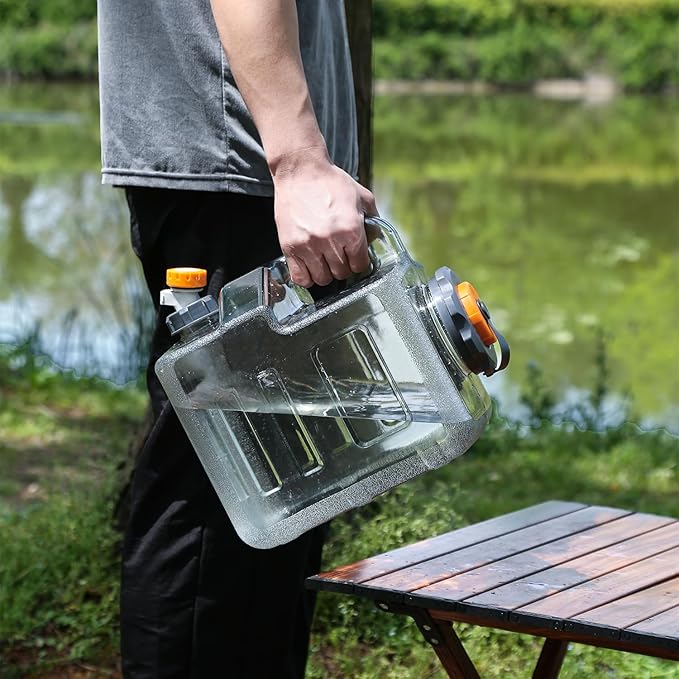 2.11-5.28 Gallon Water Jug, Camping Water Container with Spigot, No Leakage Water Tank Compatible with Electric Water Pumps, Water Bucket for Emergency Outdoor Hiking Picnic