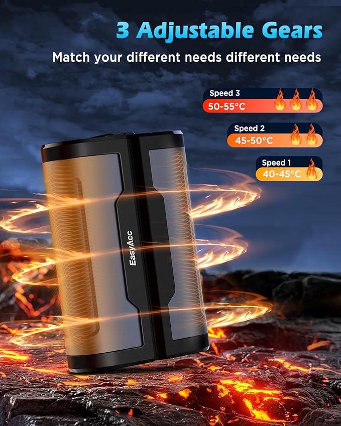 EasyAcc Hand Warmers Rechargeable 2 Pack, 10000mAh Magnetic Hand Warmers, 18Hrs Long Heating, with Camping Hook, Portable Power Bank, Pocket Size, Gifts for Christmas, Camping