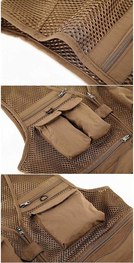 Lentta Men's Fishing Vest Summer Outdoor Lightweight Work Photo Vest 16 Pockets