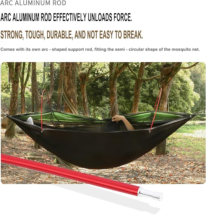 3-in-1 Camping Hammock Tent with Rain Fly, Quick-Zip Door & Curved Poles – Lightweight Shelter with Mosquito Net