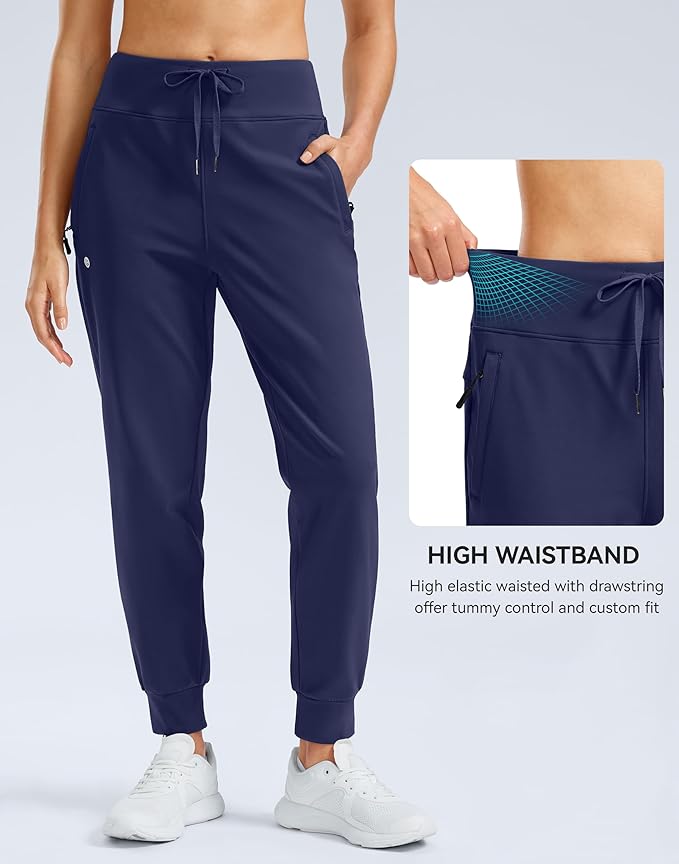 G Gradual Women's Fleece Lined Joggers Water Resistant Hiking Pants High Waisted Winter Thermal Sweatpants 3 Zipper Pockets