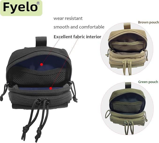 Tactical Belt Pouch Molle Phone Slim Utility Waist Bag EDC Organizer with Cellphone Holster 3 Colors (Black,Brown,Green)