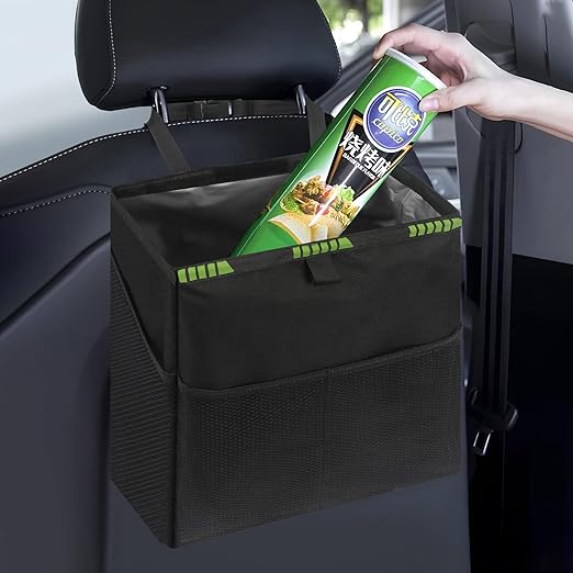 Homelove Hanging Car Trash Can with 4 Storage Pockets, Waterproof Leakproof Oxford Auto Garbage Bag, Adjustable Garbage Bag, Foldable Car Trash Bin Fit for Truck, SUV, Home, Office