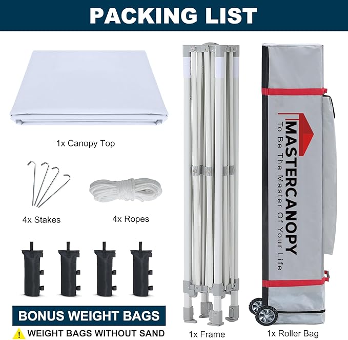 MASTERCANOPY Pop Up Canopy Tent Commercial Grade 10x10 Instant Shelter (White)