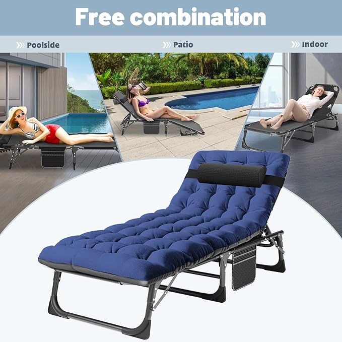 Slsy Folding Camping Cot for Adults with Pad, Padded Portable Sleeping Cots, Camp Bed with Carry Bag for Outdoor Travel, Beach, Hiking