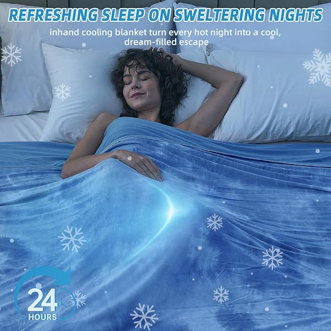 inhand Cooling Throw Blanket (50"x60"), Cooling Blankets for Hot Sleepers, Absorbs Heat to Keep Adults Cool for Summer Nights Sweats, Thin Cold Lightweight Blanket for Couch Bed, All Season Use