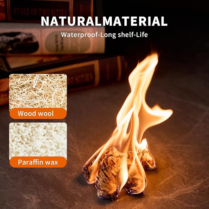 Fire Starter - Natural Fire Starters for Fireplace, Campfires, Chimney, BBQ, Fire Pit & Wood Fireplace - Odorless Pine Firestarter, Charcoal Starter for Grill (60pcs)