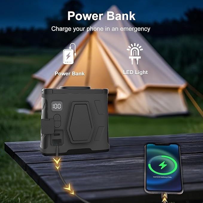 Portable Waist Fan,10000mAh Waist Fan Clip On with 100 Levels Speeds,16000RPM Strong Airflow, LED Display, Neck Hands-Free 40H Cooling For Outdoor Camping Travel