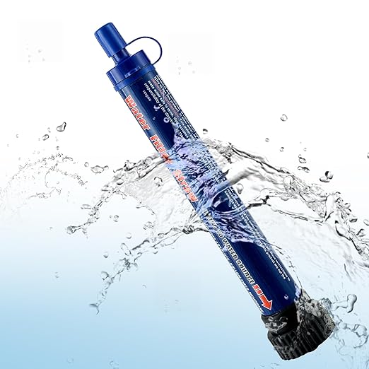 Navy Blue 1 Pack Water Filter Straw Outdoor Portable Personal Water Filter Straw Water Purifier Survival Gear and Equipment for Hiking Camping Travel and Emergency