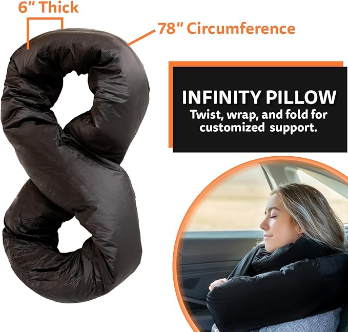 Ripstop Outdoor Camping Pillow and Blanket 3-in-1 - Versatile Lightweight Nylon Waterproof Stadium Blanket, Ultralight Backpacking Essentials, Travel Set - Black and Orange