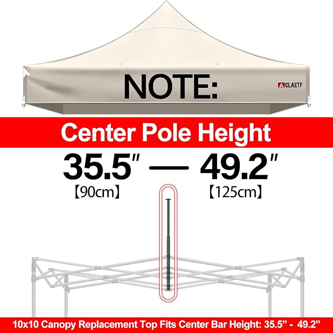 10x10 Pop Up Canopy Tent Replacement Top Cover,Canopy Tent Top for Pop Up Tent with Drainage Holes,Outdoor Tent Top Cover for Garden, Patio, Pavilion, Sun Shade.(Top Only)(Khaki 10x10