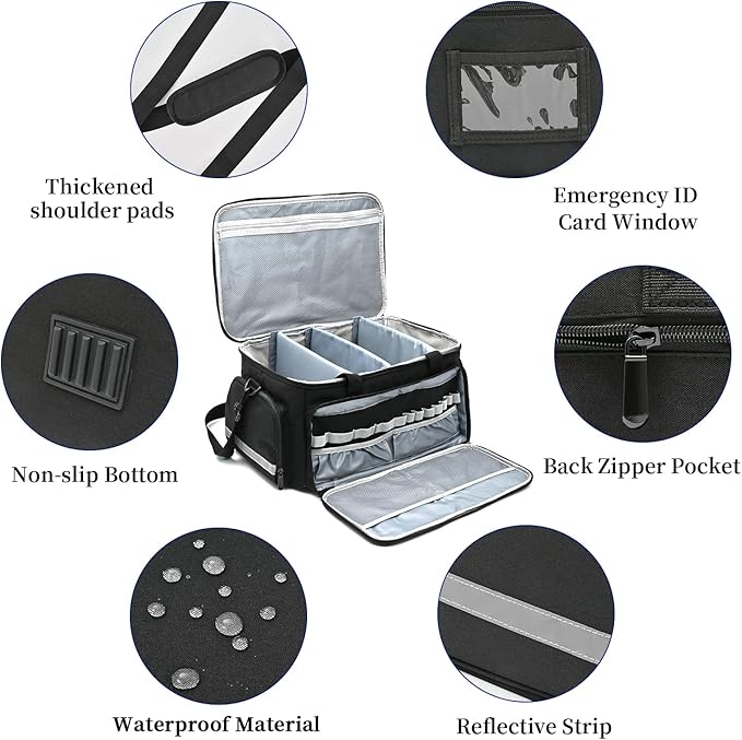 Home Health Nurse Bag Medical Bag Empty First Aid Storage with Detachable Divider Medical Supplies Bag for Nursing Student,Therapist,Doctors