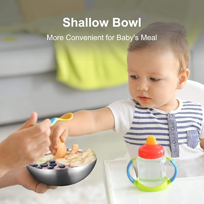 Stainless Steel Bowls for Kids, 18/8 Stainless Steel Toddler Bowl, BPA-Free, Durable & Easy Clean, 4 Pack - 14.5 oz Perfect for Baby Meals, Snacks, Serving and Travel & Home Use,Silver