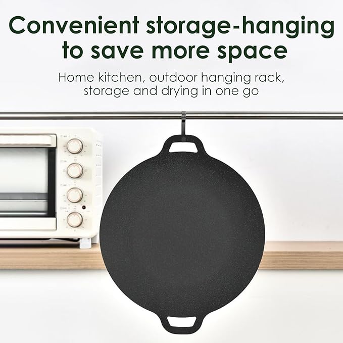 Korean Grill Pan,Round Premium BBQ Grill Pan,Non-stick Griddle Plate for Gas Stove Indoor Outdoor Camping Party(36cm)