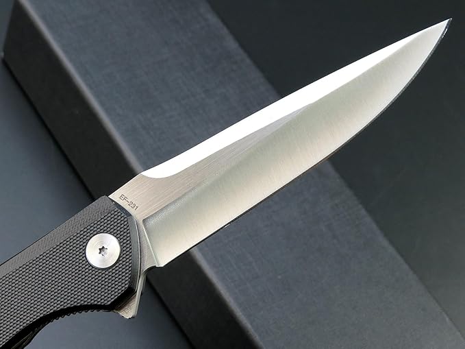 Eafengrow EF231 Folding Knife D2 Steel Blade G10 Handle Scales EDC Tool Knives for Working Outdoor Camping Hiking Fishing(black)