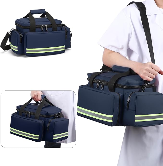 Medical Bag Empty Emergency Bag Medical Bag Organizer Professional First Responder Trauma Bag,First Aid Bagwith Detachable Dividers Medical Bag for Nurses,Home Health Care, EMT(Bag Only)