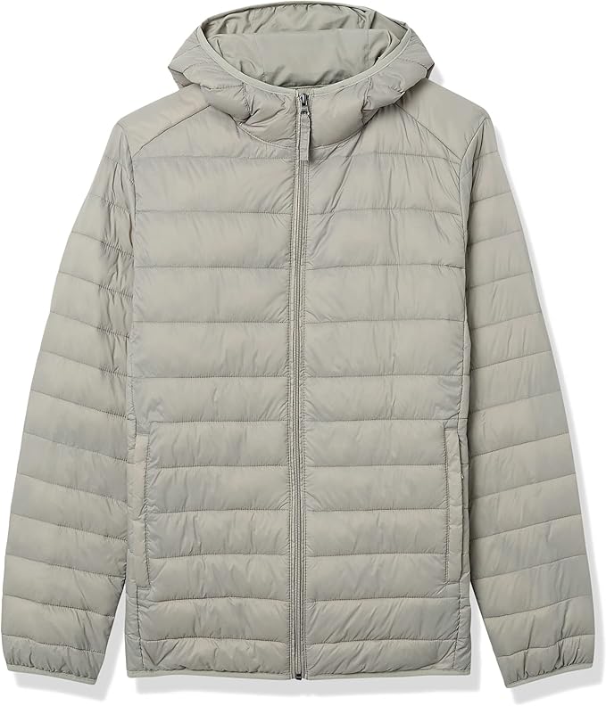 Amazon Essentials Men's Lightweight Water-Resistant Packable Hooded Puffer Jacket