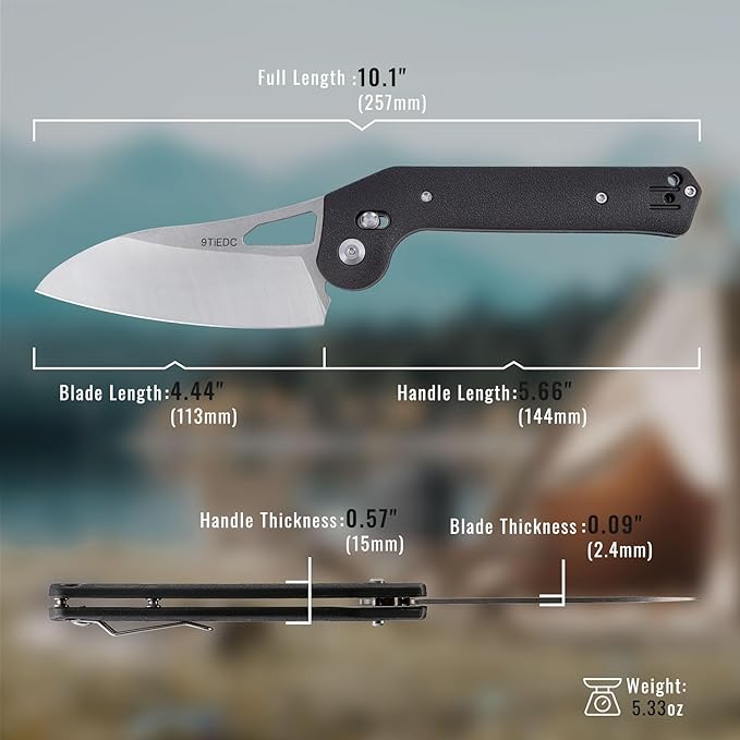Pocket Folding Camping Knife, Stainless Steel Ultra Sharp Chef Knife with Ergonomic Handle for Cooking, Camping Trip, Outdoor Portable Kitchen
