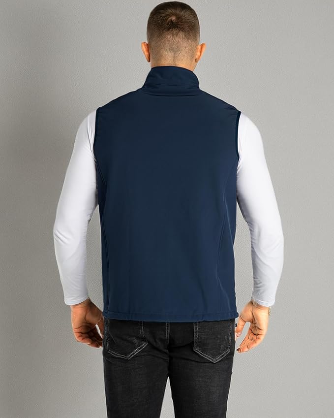 33,000ft Men's Lightweight Softshell Vest Outerwear Zip Up Fleece Lined Windproof Sleeveless Jacket for Golf Running Hiking