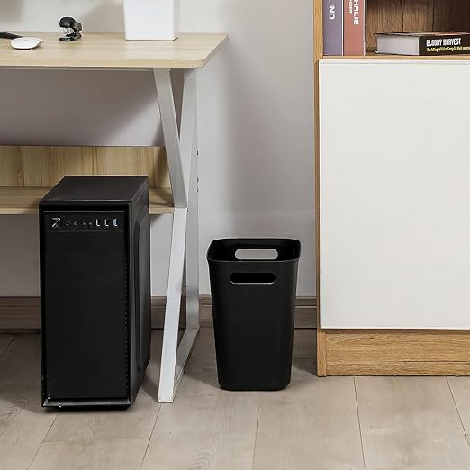 UUJOLY Plastic Small Trash Can Wastebasket, Garbage Container Basket for Bathrooms, Laundry Room, Kitchens, Offices, Kids Rooms, Dorms, 3.5 Gallon, Black, 3 Pack