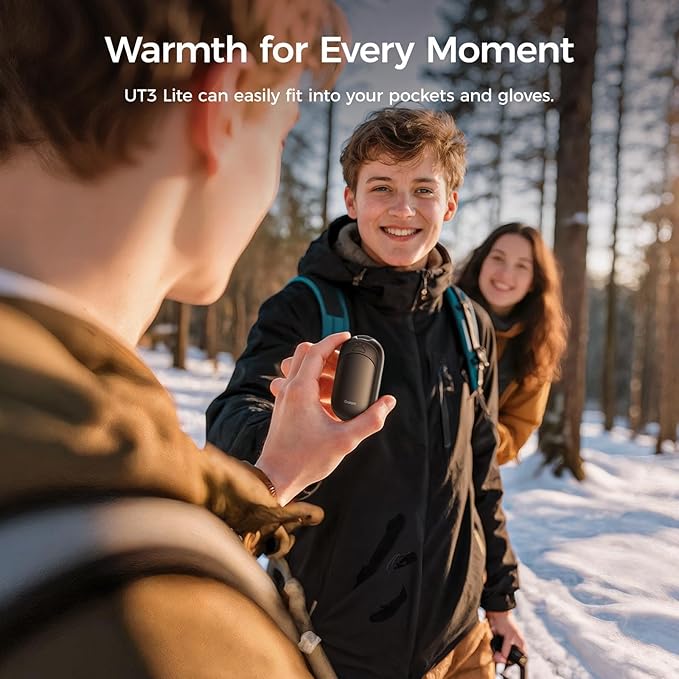 OCOOPA Magnetic Hand Warmers Rechargeable 2 Pack, AI Electric Handwarmers, Fast Heating, 3-Settings, UL Certified, Portable Heater, Gloves Fitting, Travel Essentials, Gifts Women Men, UT3 Lite