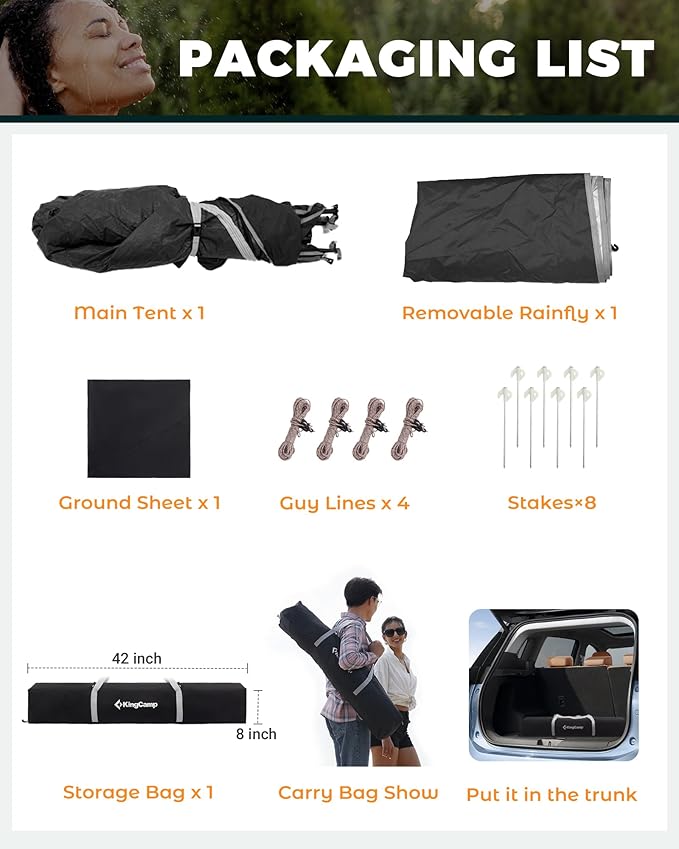 KingCamp Instant Shower Tent, Portable Superior Stable Privacy Shelter, Large Room Outdoor Toilet Tent with Floor for Beach, Camping & Hiking, Setup in Under 60s