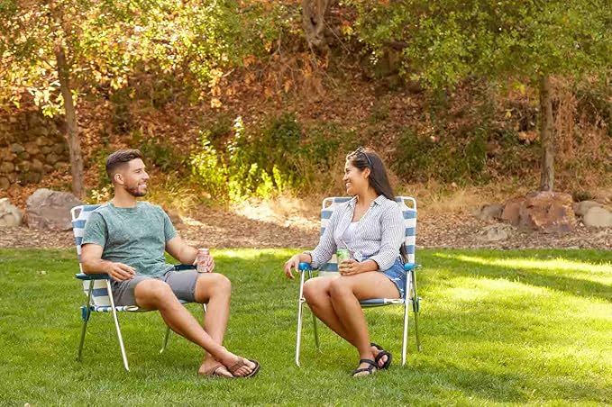 OmniCore Designs New Standard Folding Camp/Lawn Chair (2 Pack) - Blue/White