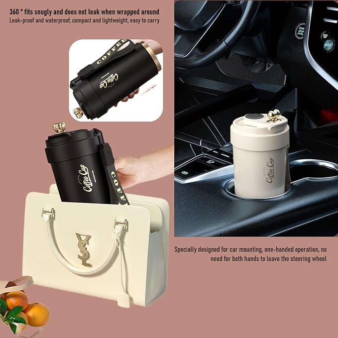 Coffee cup,Insulated Travel Coffee Mug Spill Proof Leak Proof Portable To Go Camping Stainless Steel Coffee Tumbler Reusable Coffee Cups with Lids Thermos for Hot and Cold Drink (Dusk Black)